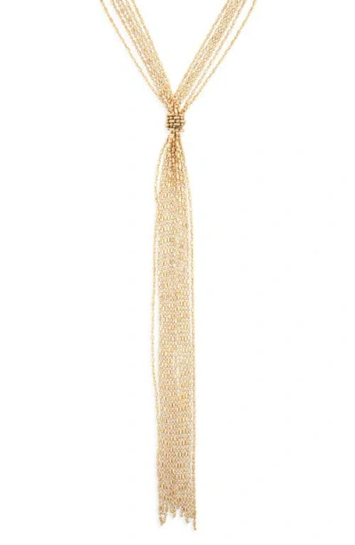Nordstrom Multistrand Bead Chain Y-necklace In Gold