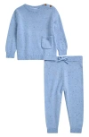 Nordstrom Babies'  Nep Sweater & Joggers Set In Blue Worn