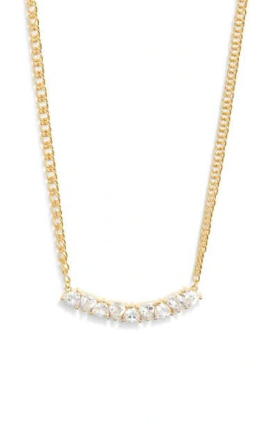 Nordstrom Nested Cubic Zirconia Bar Necklace In Clear- Gold