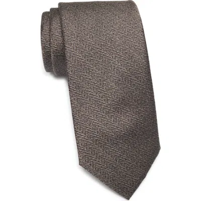 Nordstrom Newbury Herringbone Silk Tie In Brown