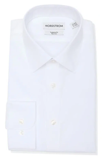 Nordstrom Non-iron Traditional Fit Solid Cotton Dress Shirt In White