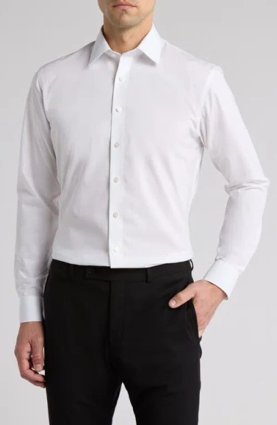 Nordstrom Non-iron Trim Fit Solid Cotton Dress Shirt In White