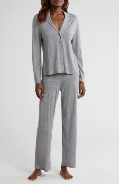Nordstrom Notched Collar Cashmere Pajamas In Grey Heather