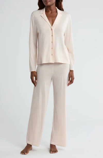 Nordstrom Notched Collar Cashmere Pajamas In Pink Peony Bud