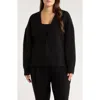 Nordstrom One-button V-neck Rib Cardigan In Black