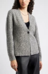 Nordstrom One-button V-neck Rib Cardigan In Gray