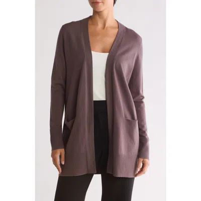 Nordstrom Open Front Cardigan In Grey Plum