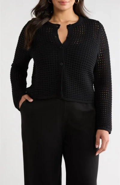 Nordstrom Open Stitch Cardigan In Black