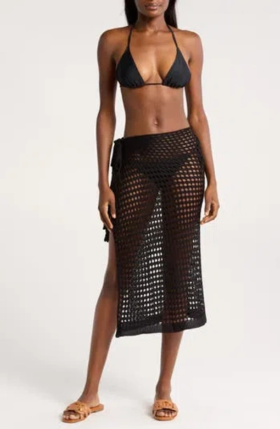 Nordstrom Open Stitch Cover-up Skirt In Black