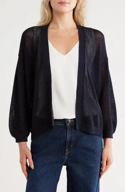 Nordstrom Open Stitch Open Front Cotton Cardigan In Blue