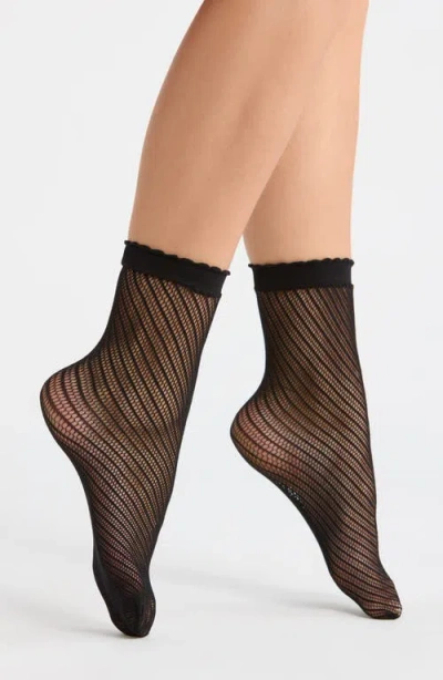 Nordstrom Openwork Anklet Socks In Black