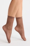 Nordstrom Openwork Anklet Socks In Brown