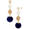 Nordstrom Orb Velvet & Faux Pearl Drop Earrings In Multi