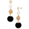 Nordstrom Orb Velvet & Faux Pearl Drop Earrings