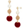 Nordstrom Orb Velvet & Faux Pearl Drop Earrings In Multi