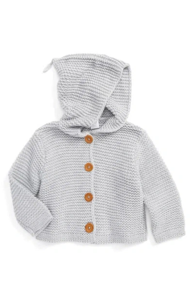 Nordstrom Babies' Organic Cotton Hooded Cardigan In Grey Ash Heather