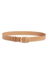 Nordstrom Oval Buckle Leather Belt In Brown