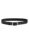 Nordstrom Oval Buckle Leather Belt In Black