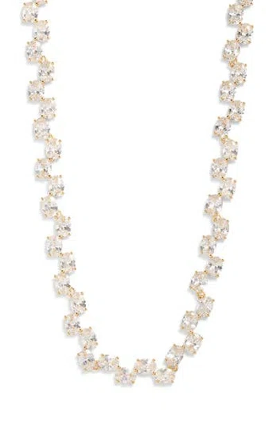Nordstrom Oval Cubic Zirconia Foldover Collar Necklace In Clear- Gold