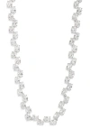 Nordstrom Oval Cubic Zirconia Foldover Collar Necklace In Clear- Silver