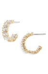 Nordstrom Oval Cubic Zirconia Inside Out Hoop Earrings In Clear- Gold