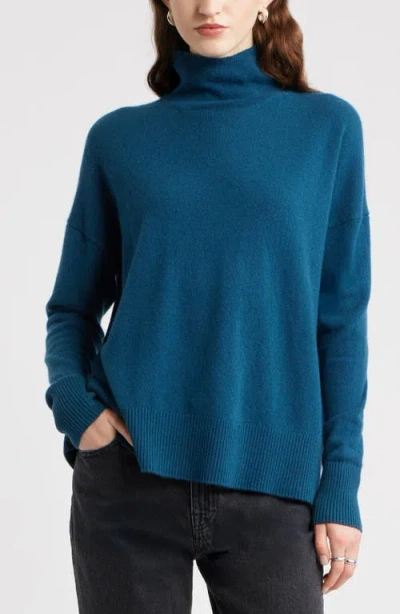 Nordstrom Oversize Cashmere Turtleneck Sweater In Blue