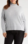Nordstrom Oversize Cashmere Turtleneck Sweater In Silver