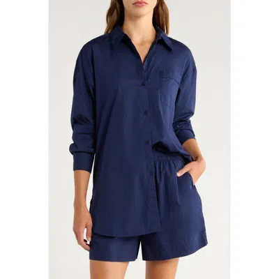 Nordstrom Oversize Shirting Short Pajamas In Blue