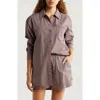 Nordstrom Oversize Shirting Short Pajamas In Grey Plum