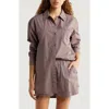 Nordstrom Oversize Shirting Short Pajamas In Grey Plum