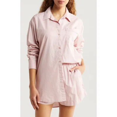 Nordstrom Oversize Shirting Short Pajamas In Pink Puff
