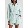 Nordstrom Oversize Shirting Short Pajamas In Teal Mist