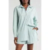 Nordstrom Oversize Shirting Short Pajamas In Teal Mist