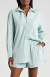 Nordstrom Oversize Shirting Short Pajamas In Teal Mist