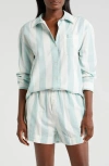 Nordstrom Oversize Stripe Cotton Pajamas In Green Harbor Cabana Stripe
