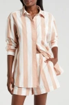 Nordstrom Oversize Stripe Cotton Short Pajamas In Beige Tuscany Cabana Stripe