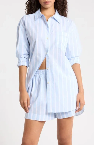 Nordstrom Oversize Stripe Cotton Short Pajamas In Blue