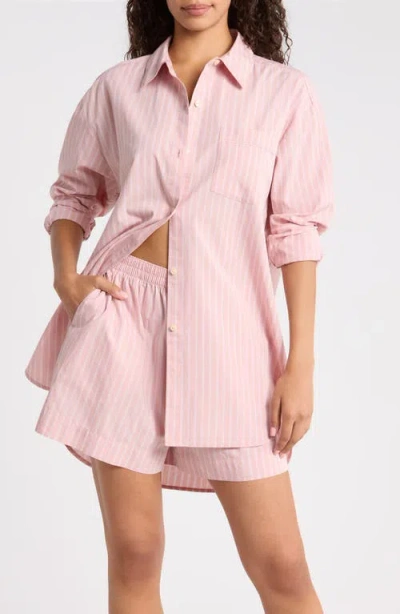 Nordstrom Oversize Stripe Cotton Short Pajamas In Pink