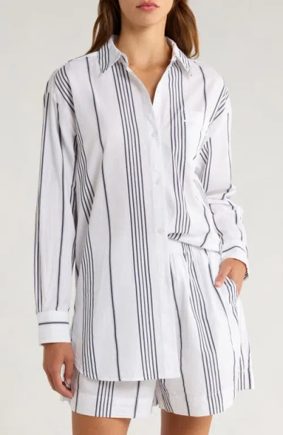 Nordstrom Oversize Stripe Cotton Short Pajamas In White