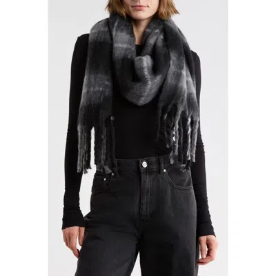 Nordstrom Oversized Brushed Scarf In Black Plaid Combo