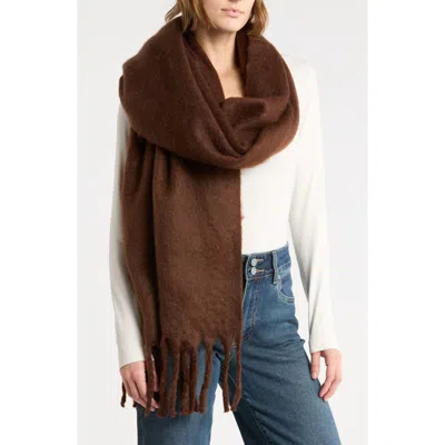 Nordstrom Oversized Brushed Scarf In Brown