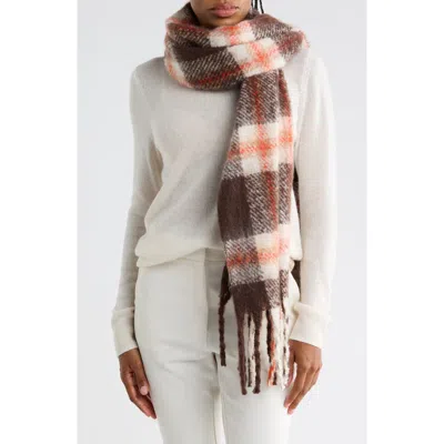 Nordstrom Oversized Brushed Scarf In Brown Plaid