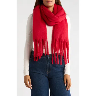 Nordstrom Oversized Brushed Scarf In Red Lipstick