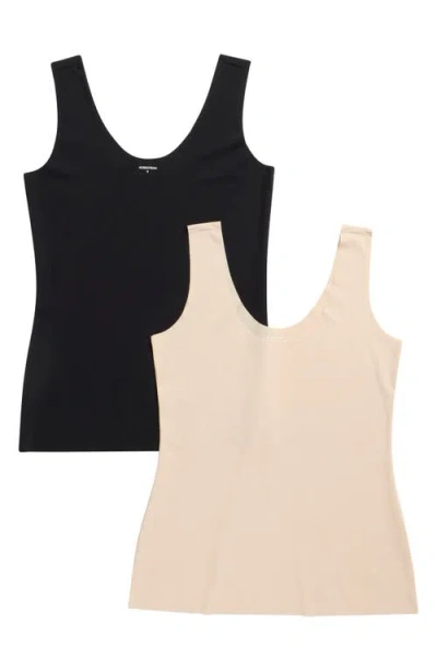 Nordstrom Pack Of 2 Invisible Edge Tanks In Black