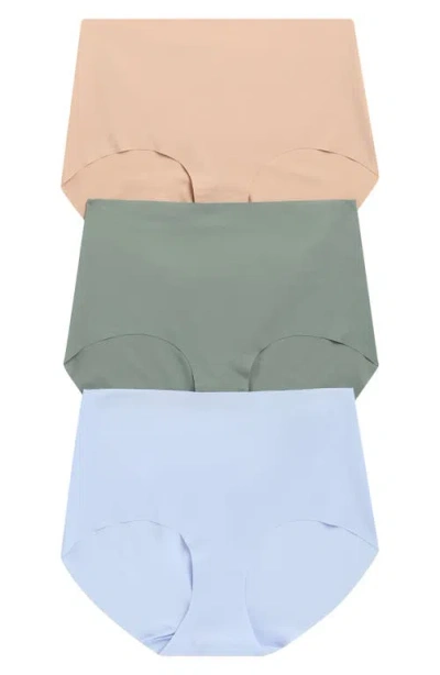 Nordstrom Pack Of 3 Invisible Edge Briefs In Blue- Tan- Green Multi