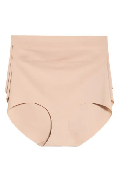 Nordstrom Pack Of 3 Invisible Edge Briefs In Tan Warm
