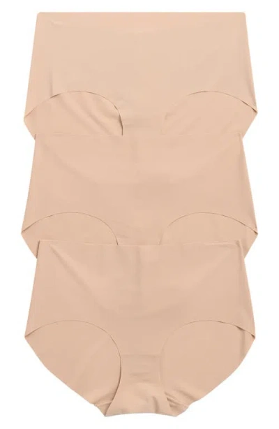 Nordstrom Pack Of 3 Invisible Edge Hipster Briefs In Tan Warm