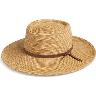 Nordstrom Packable Boater Hat In Tan Dark Combo