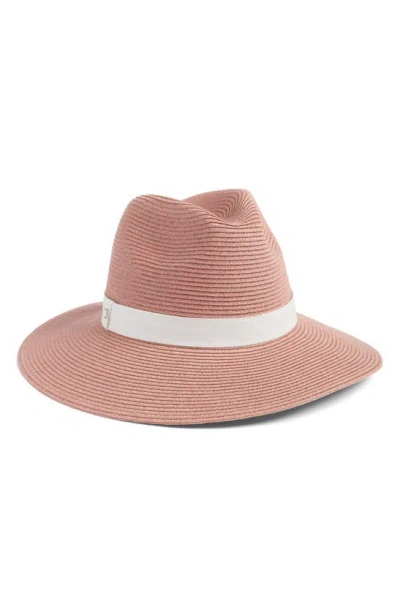 Nordstrom Packable Braided Paper Straw Panama Hat In Pink Dusty Combo