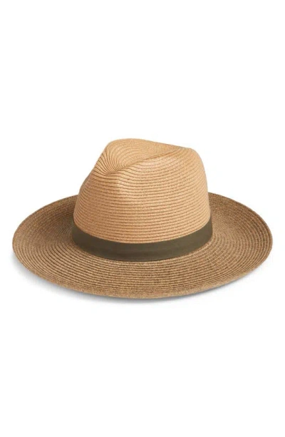 Nordstrom Packable Braided Paper Straw Panama Hat In Tan- Olive Combo